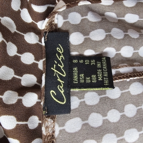 Cartise Dress Fit and Flare Fitted Brown and White Polkadot Dress, Size Medium - Picture 10 of 11